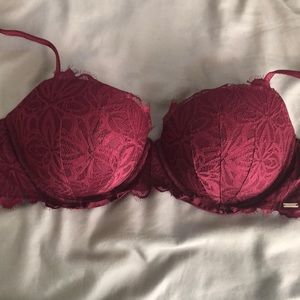 Pink burgundy lace bra